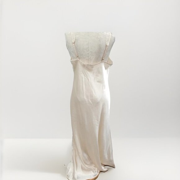 Victoria’s Secret Vintage Satin Lace Maxi Nightgown Champagne Slip Dress Sz L - Picture 2 of 7